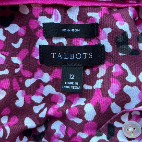 Talbots Women's Vibrant Pink and Black Button Down Shirt - Picture 6 of 9